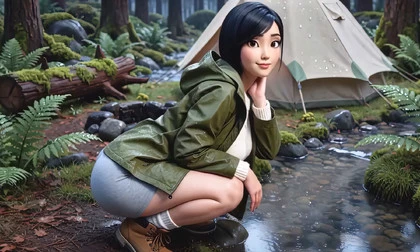 Pov Camping 3D Cgi — She Runs The Rainy Tent, Full Film (Mira)