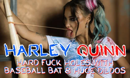 Harley AKA Monika Fox Hard Fuck Holes With Baseball Bat & Huge Dildos