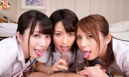 Four Nurses in White Pantyhose Part 3 - Asian Nurse FFFM Group Sex
