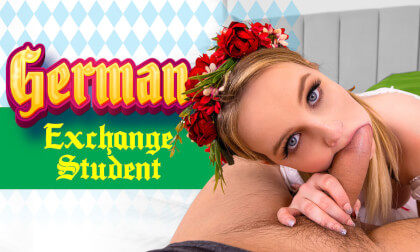 German Exchange Student - Big Tits Teen Blonde Sucks Your Cock in Vr