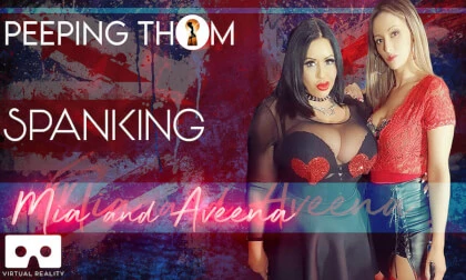 Mia and Aveena - Double Spanking; FemDom 3D Porn VR