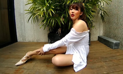 Young Asian Girl Outdoor Posing And Modeling In Two Scenes