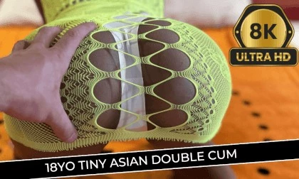 18Yo Tiny Asian double cum