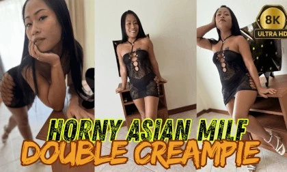 Horny Asian milf double creampie