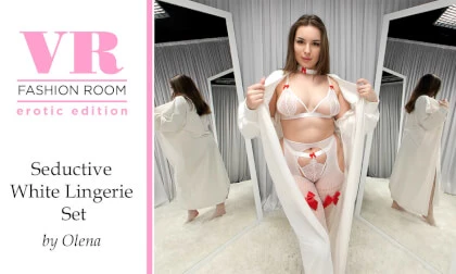 Olena Tries On Seductive White Lingerie Set