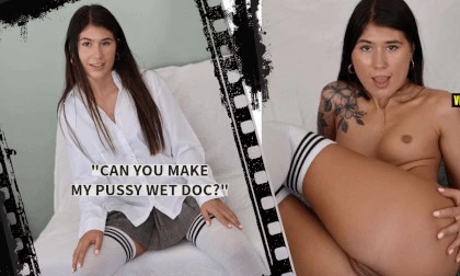 Doc Teaches Petite Brunette How to Cum