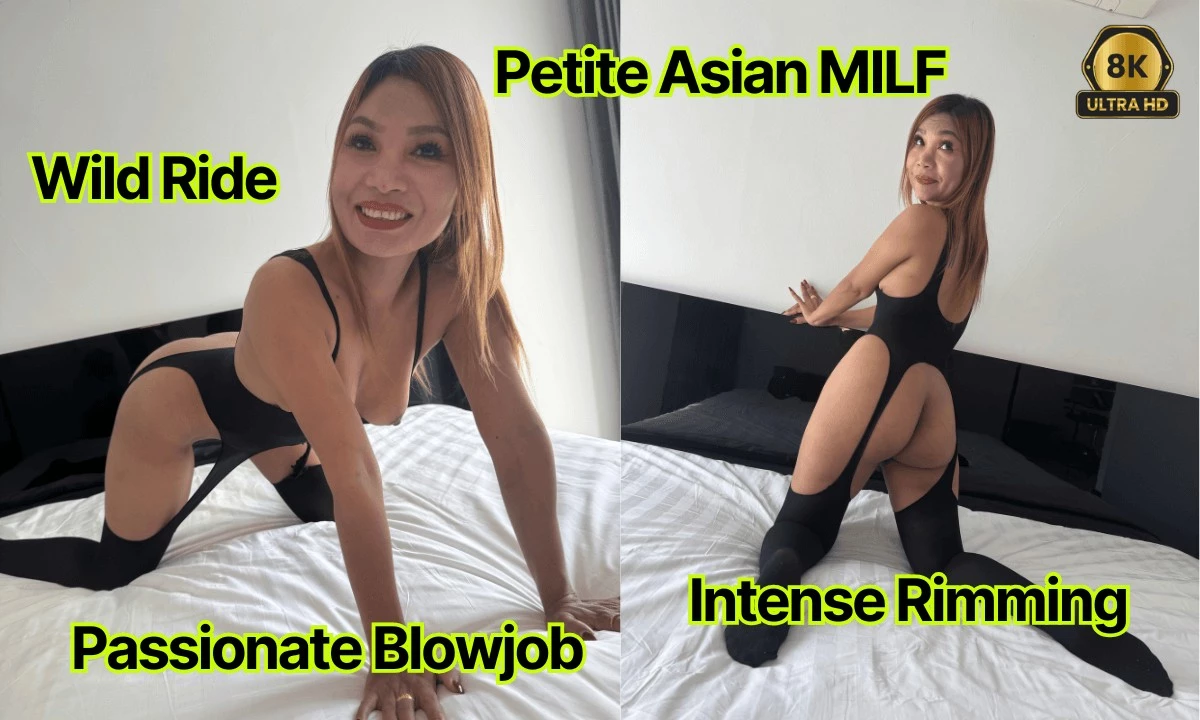 Petite Asian MILF in Black Lingerie – Passionate Blowjob, Wild Ride & Intense Rimming in 8K60fps