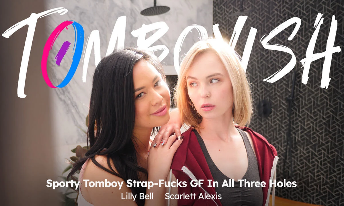 Tomboyish - Sporty Tomboy Strap-Fucks GF In All Three Holes