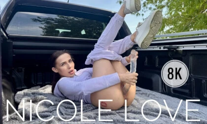 Masturbation With A Big Dildo On A Pickup