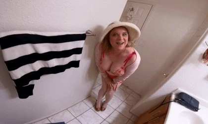 Stepmom Catches Stepson Masturbating In The Bathroom And Helps Him Cum