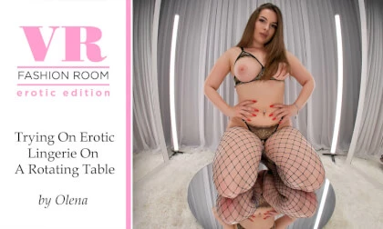 Olena Tries On Erotic Lingerie On A Rotating Table