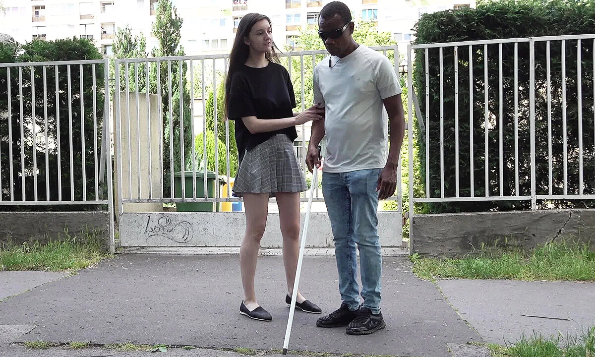 Lucky Day For A Horny Fake Blind Old Man