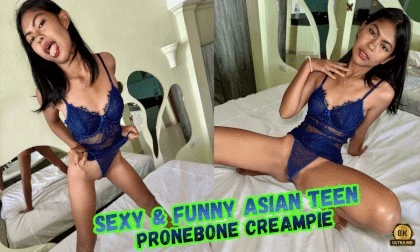 Sexy & Funny Asian 20 y.o Teen Sensual Cock Pump to Prone Bone Creampie